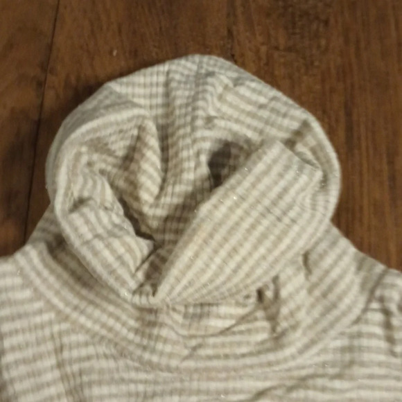 Splendid Taupe+ White Stripe Turtle Neck W/ Metallic Flecks FFF - Picture 3 of 7